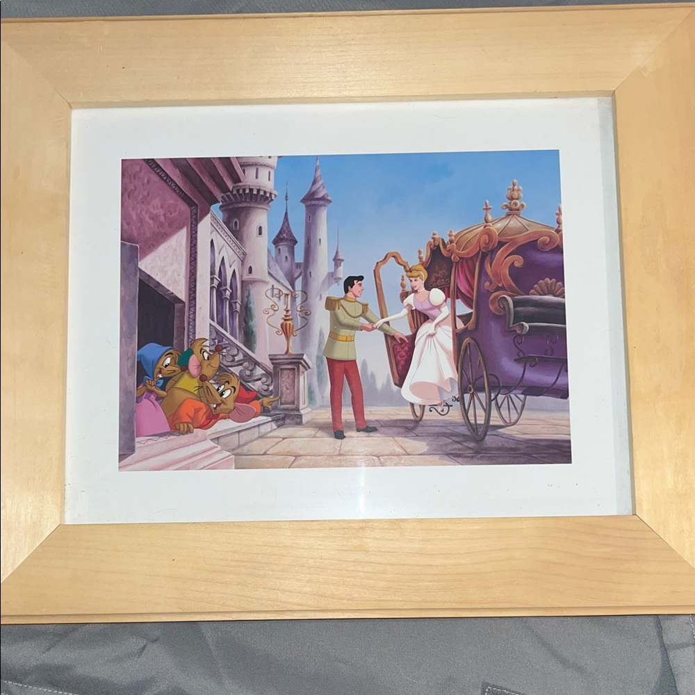 Disney Enchanted Castle Scene with Cinderella in Gold Frame